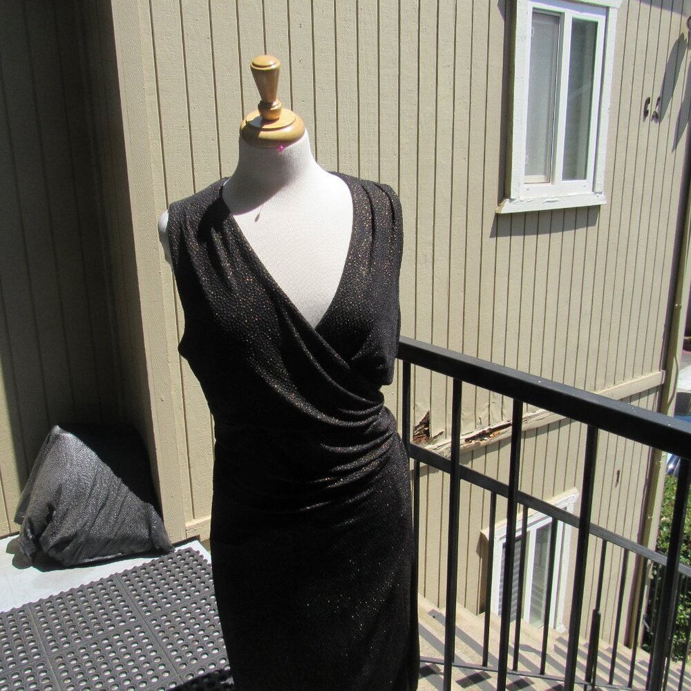 #154  NEW WOMEN'S BLACK WITH GOLD GLITTER DRESS BY RALPH LAUREN  (SIZE 16W)